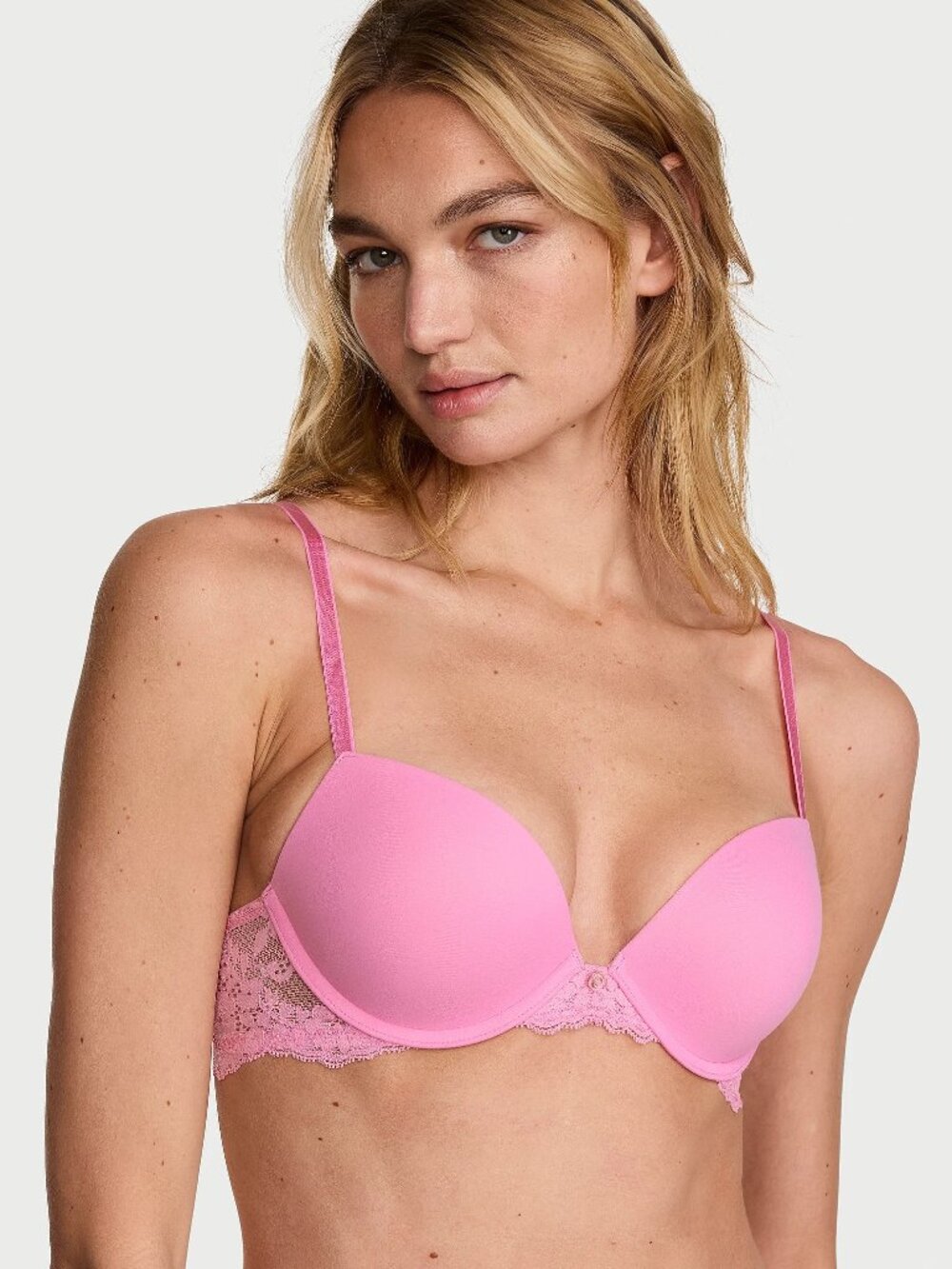 Victoria's Secret Dream Angels Smooth & Lace Push-Up Bra Size 34D Pink Sugar NWT